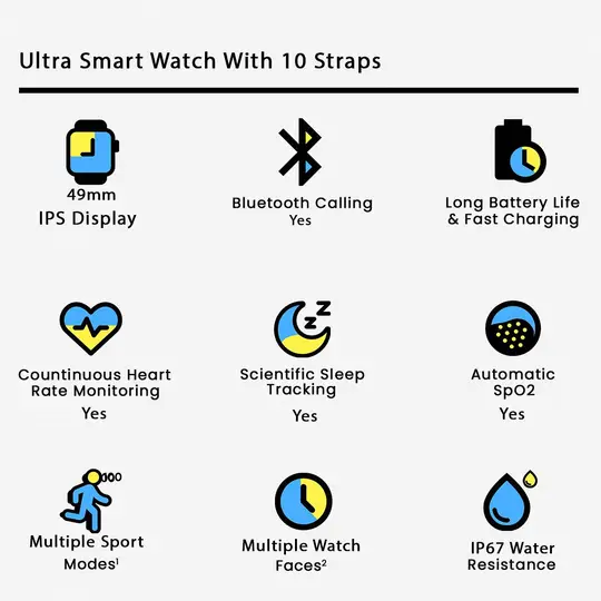 Ultra Smart Watch With 10 Straps (Clone Copy)